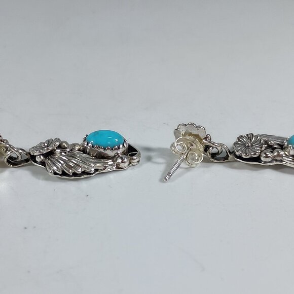 Native America Navajo Sterling Silver Turquoise Post Earring's By Verley Betone - Picture 3 of 7